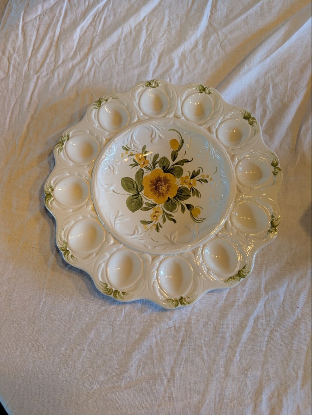 2/80$ Vintage Floral Ceramic Deviled Egg Server made in Italy